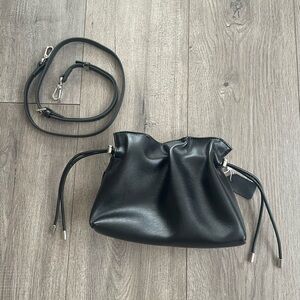 100% Black Leather Mini Crossbody Bag Brand New